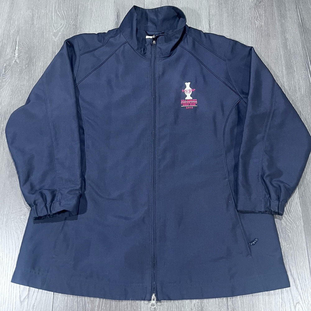 Cutter Buck Jacket Men XL Blue Windbreaker WindTec Bomber Lined Coat Solheim Cup
